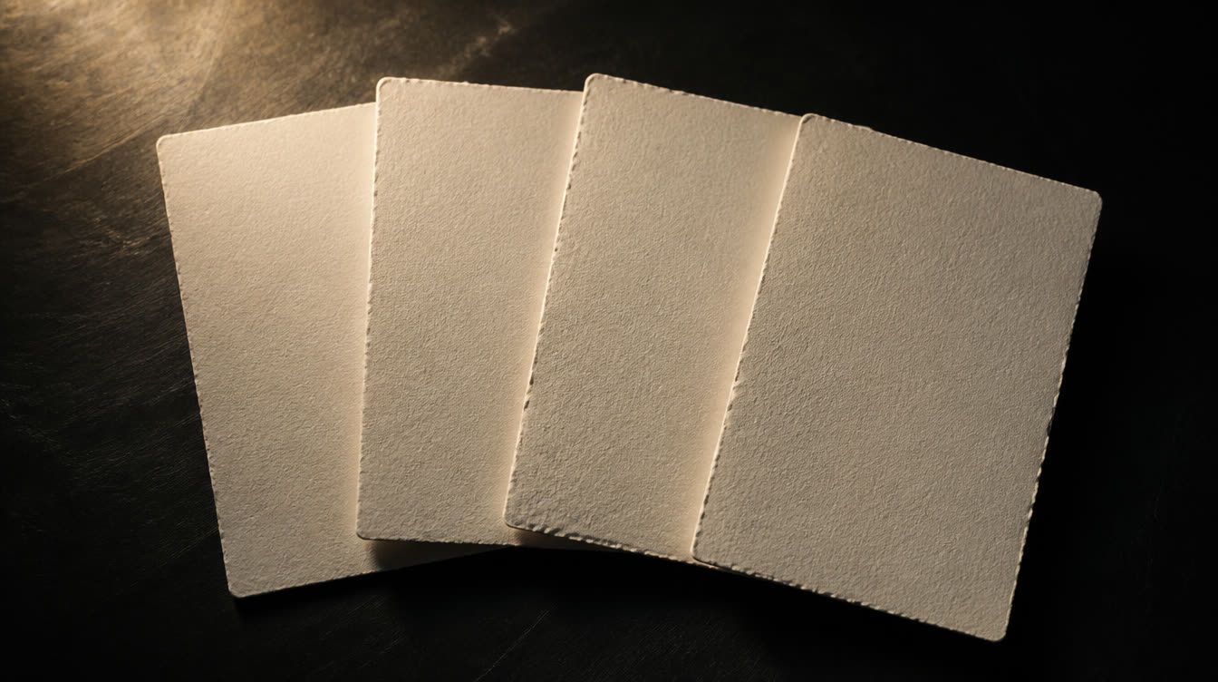 Printed take-home cards naming the four notes