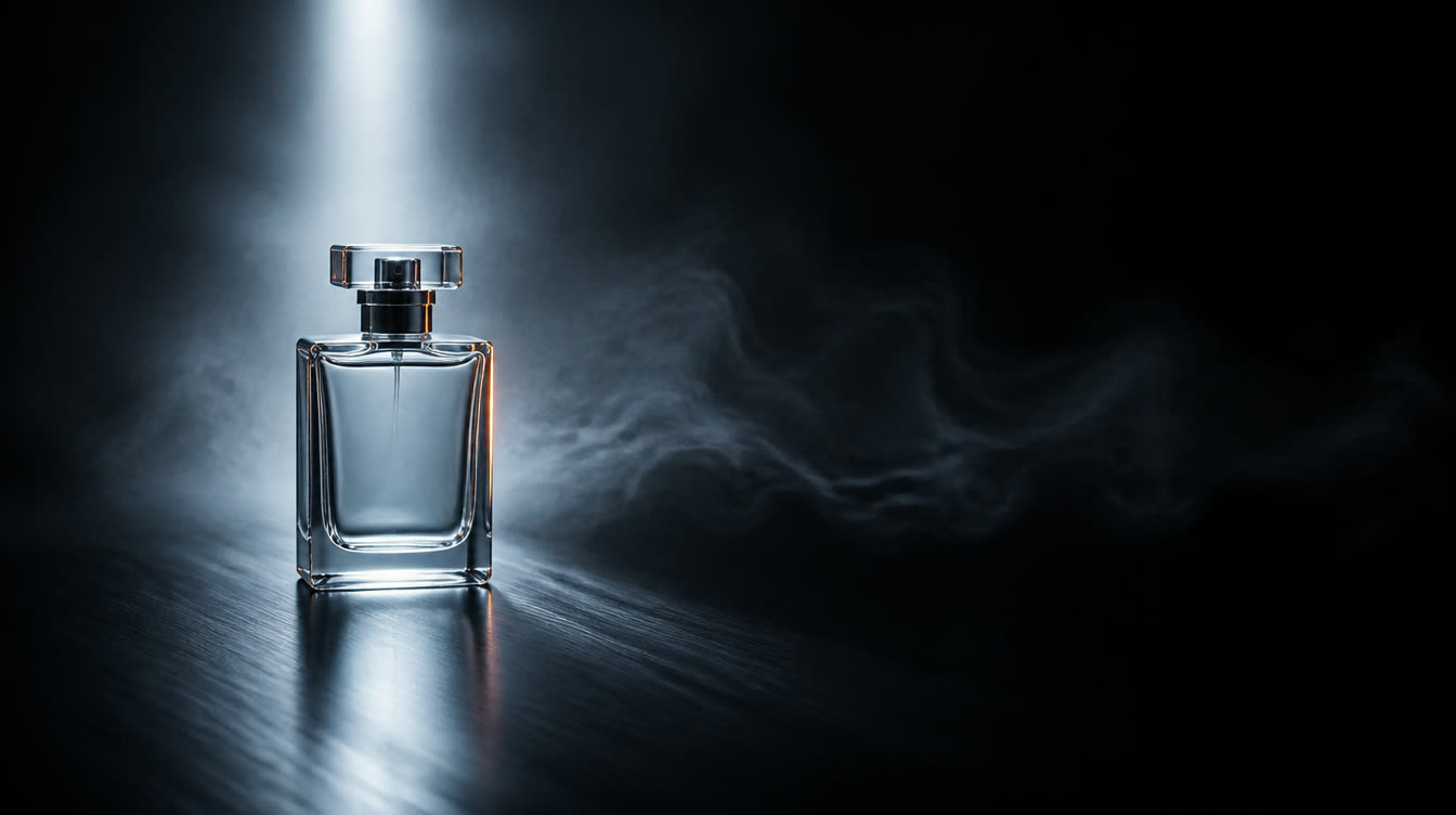 A clear glass bottle lit from behind